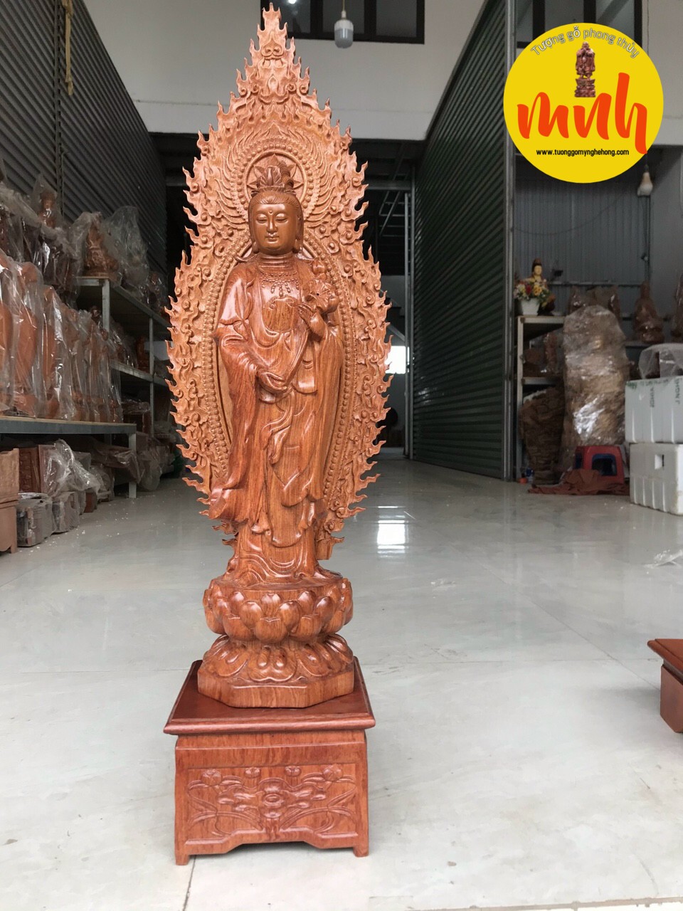 Bộ Tượng Tây Phương Tam Thánh Phật Gỗ Hương Cao 40cm